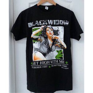 Black Widow Pin-Up Graphic T-Shirt - Size S